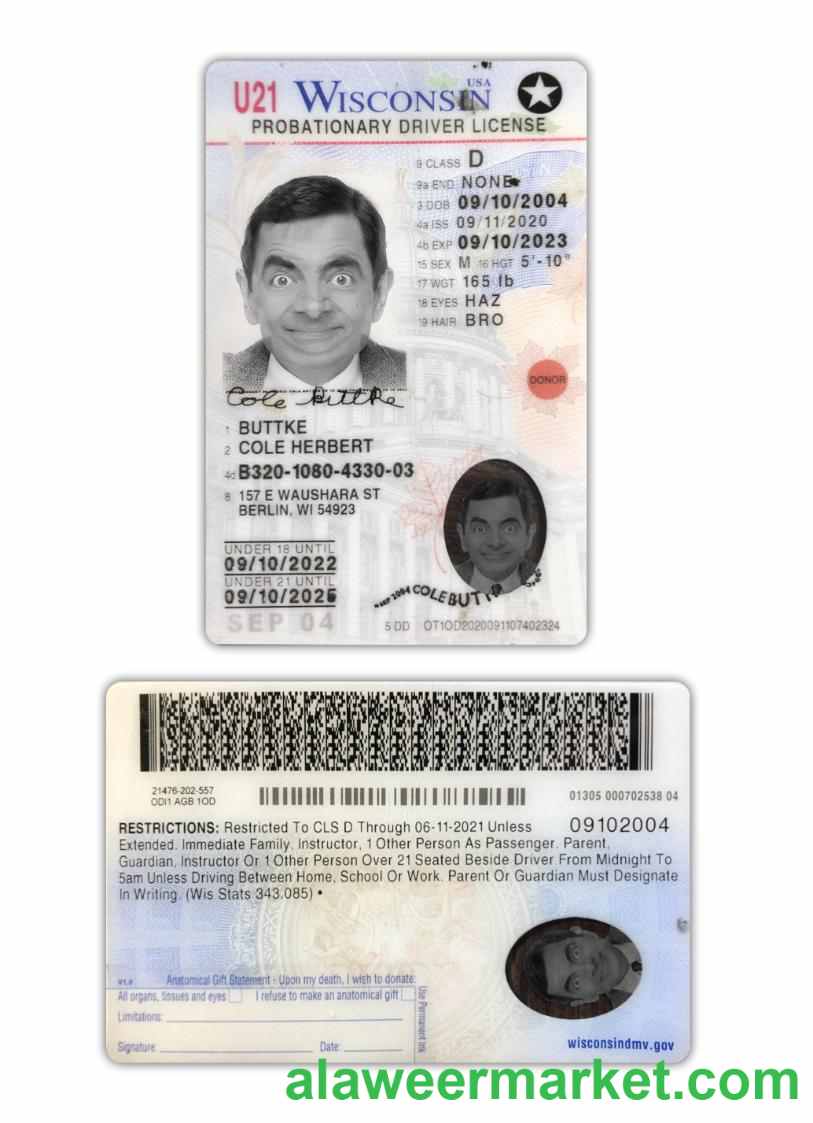 USA Wisconsin driving license 2020-present